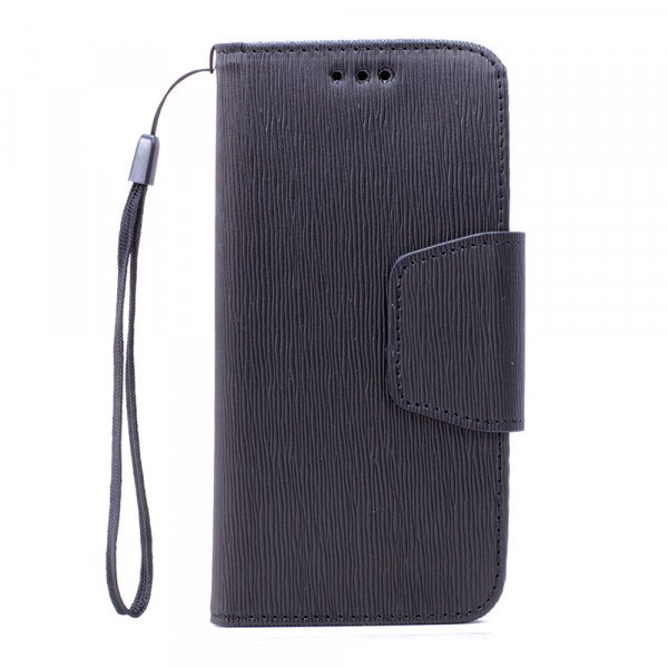 Wholesale LG Tribute 5 K7 Color Flip Leather Wallet Case with Strap (Black Black)